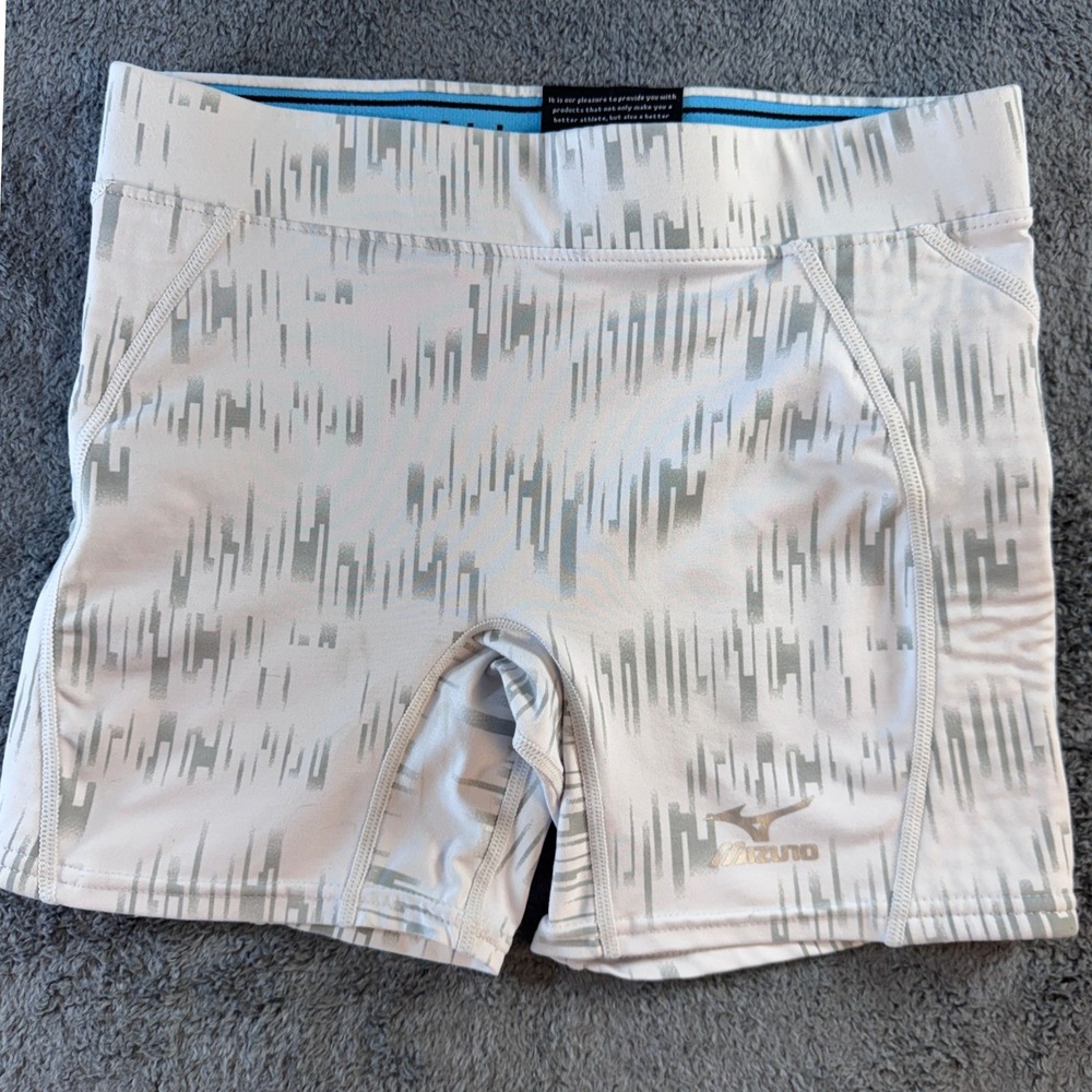 Mizuno Softball Compression Shorts Women Small White Grey Abstract Sliding Short